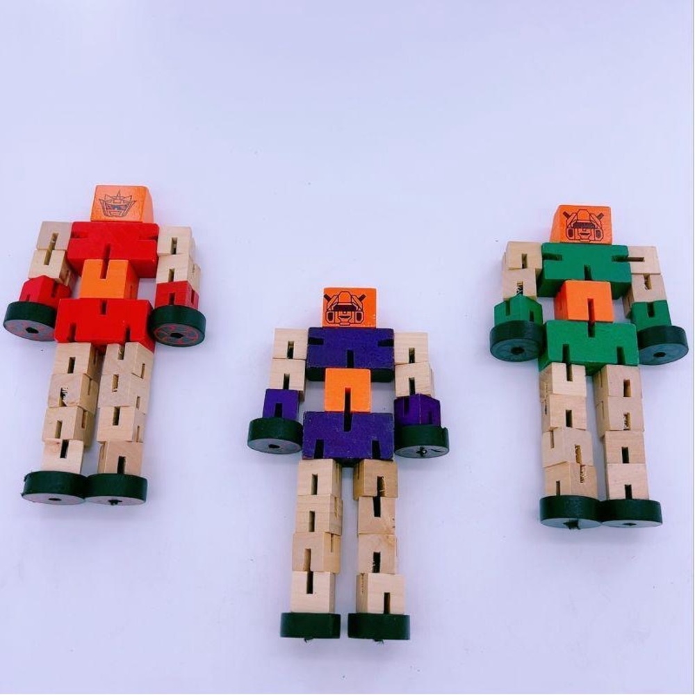 Lot of 3 montessori Wooden Robot Building Toy